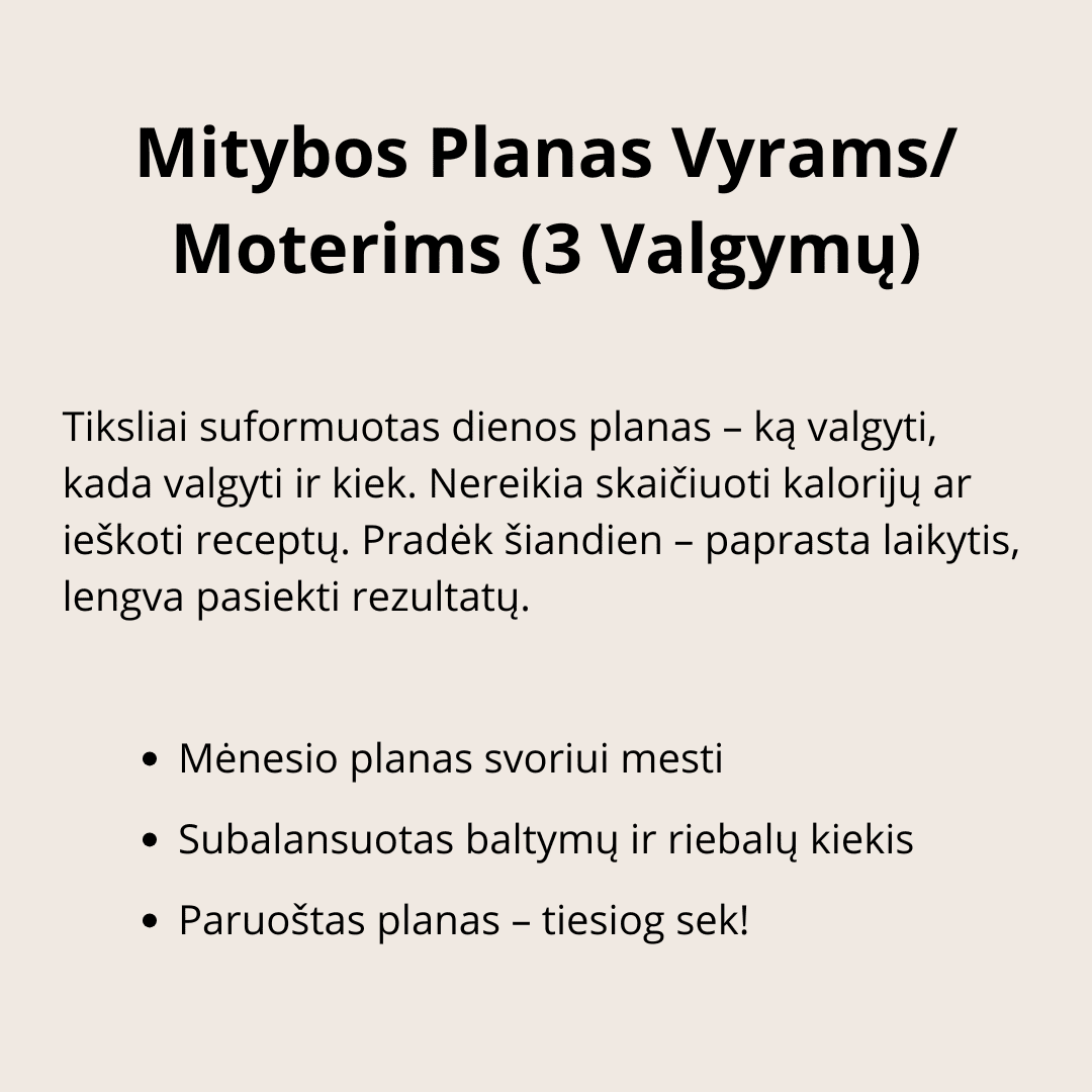 Mitybos Planas Vyrams ir Moterims (3 Valgymai)